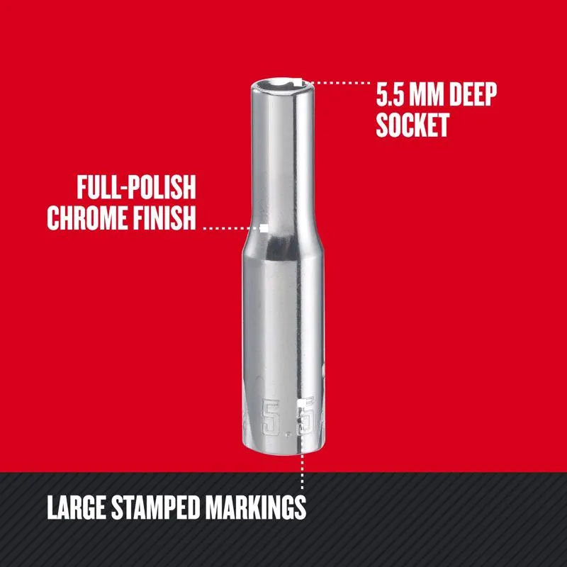 Craftsman 5.5 mm X 1/4 in. drive Metric 6 Point Deep Socket