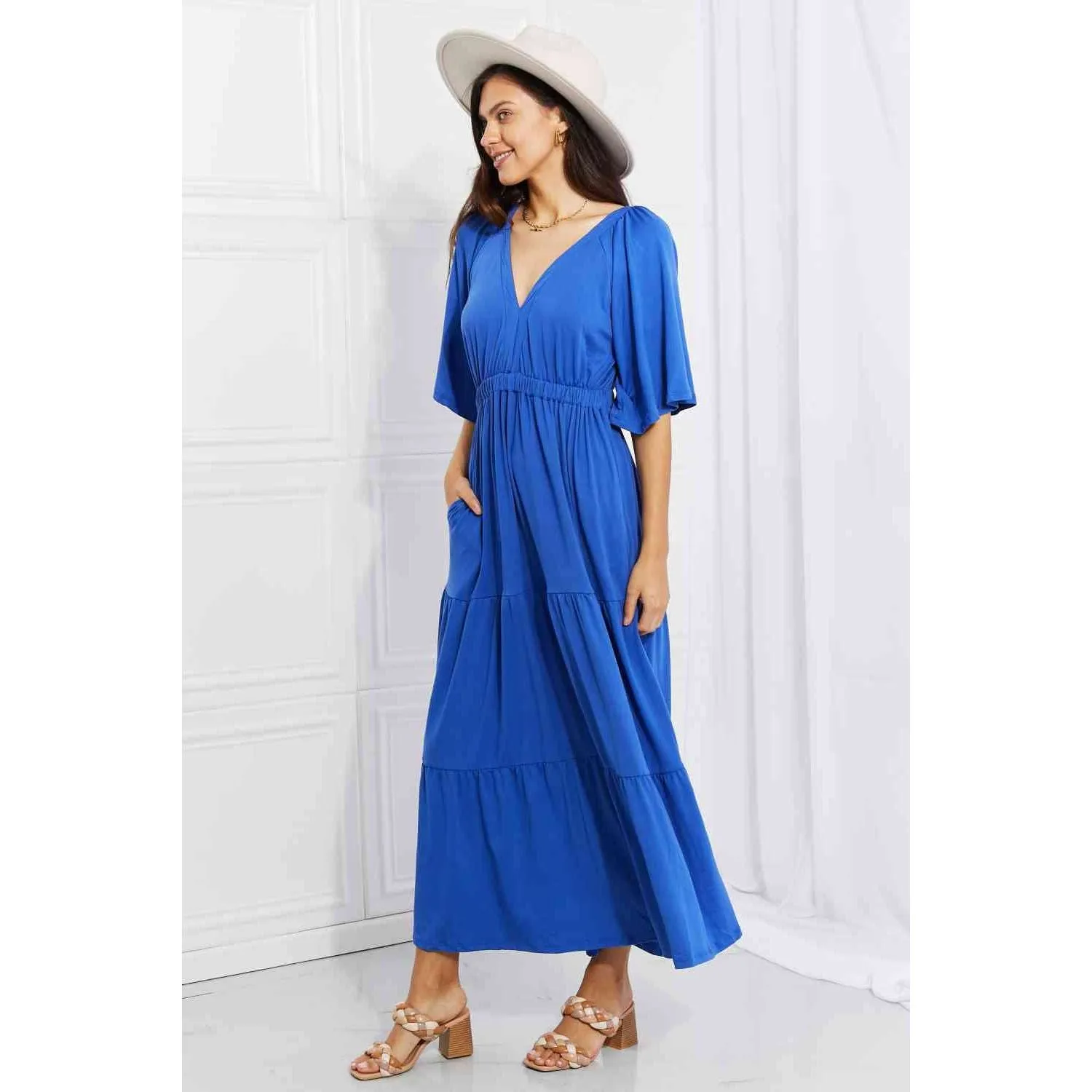 Culture Code Full Size My Muse Flare Sleeve Tiered Maxi Dress
