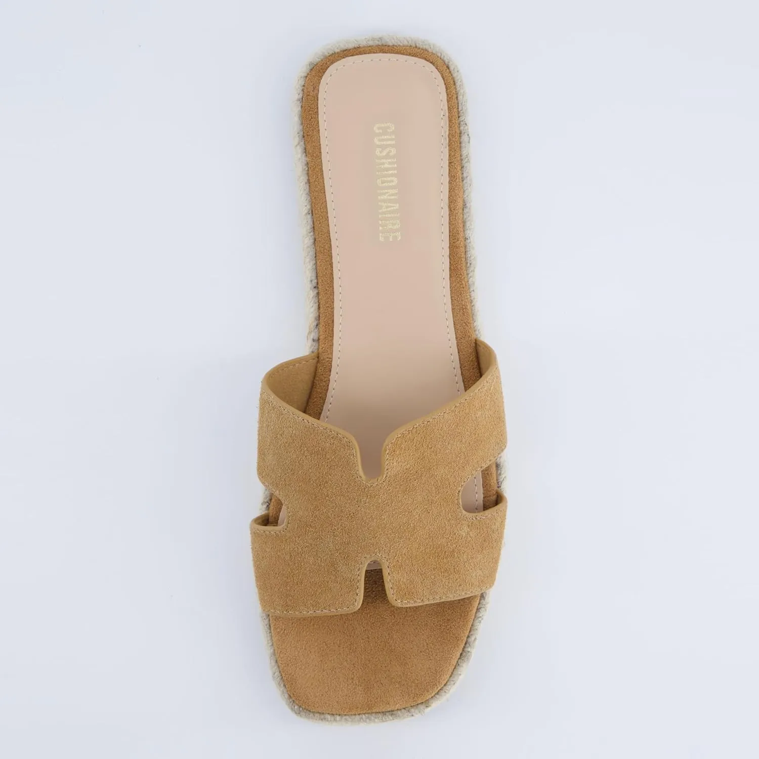 CUSHIONAIRE Avocado Womens Espadrille Slide Sandal  Suede Cutout Upper with Jute-Wrapped Platform & Cushioned Footbed