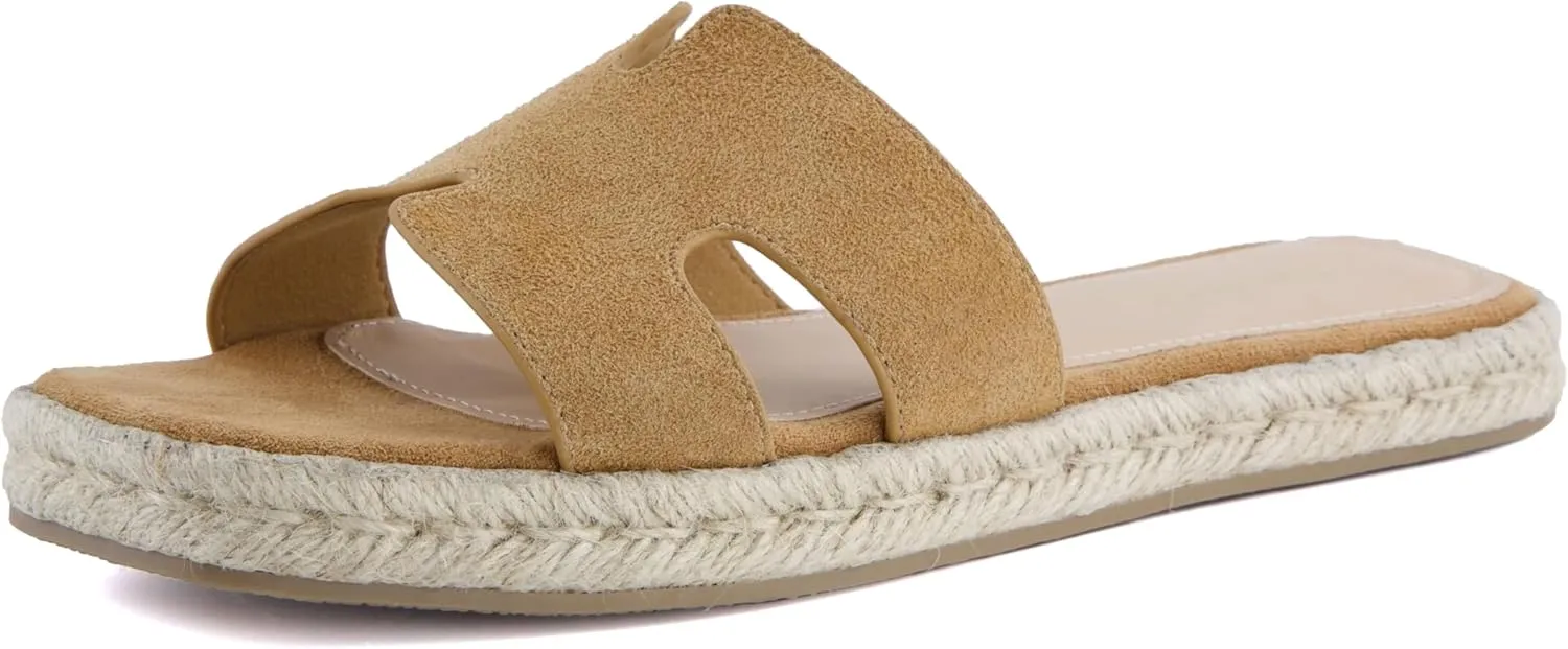 CUSHIONAIRE Avocado Womens Espadrille Slide Sandal  Suede Cutout Upper with Jute-Wrapped Platform & Cushioned Footbed