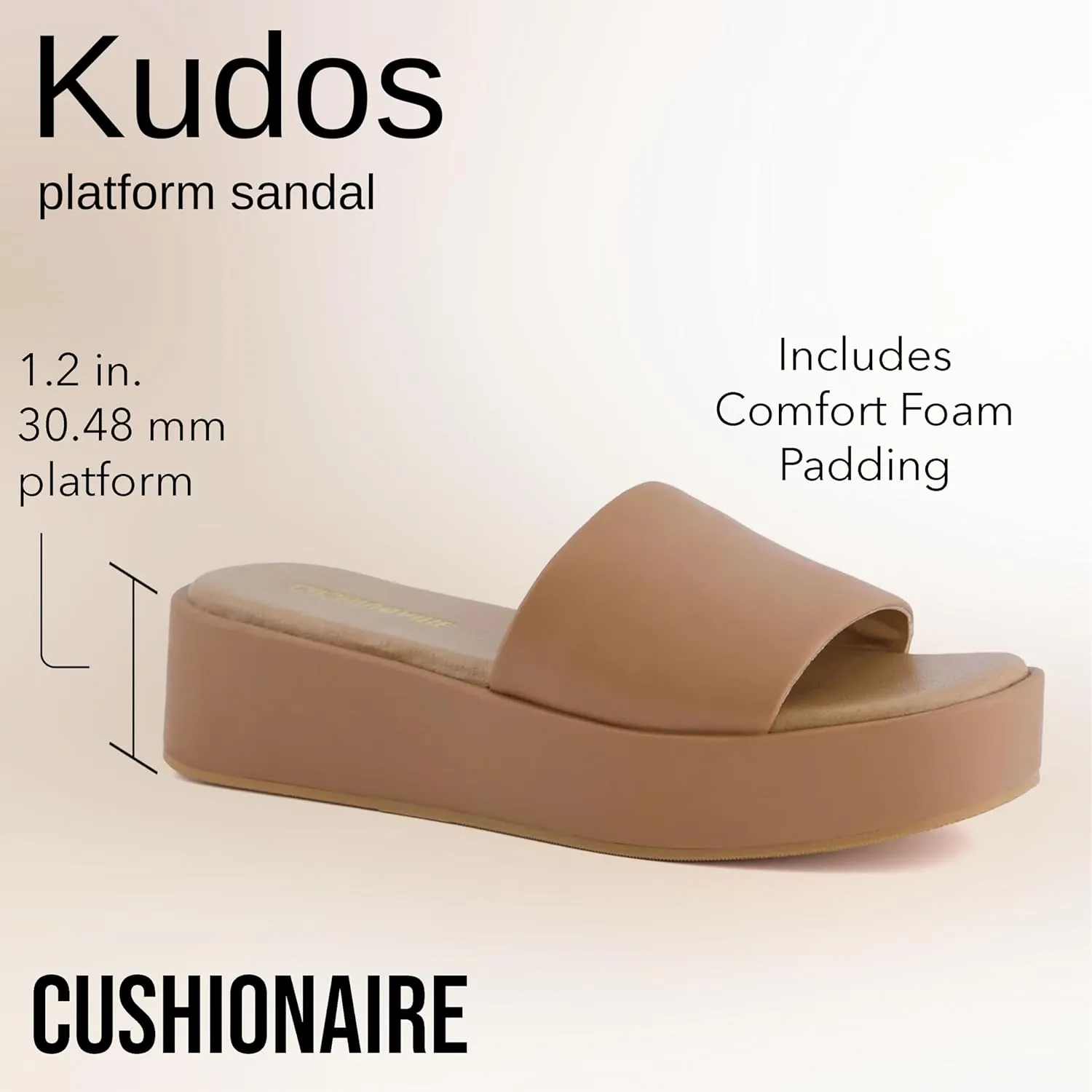 CUSHIONAIRE KUDOS Womens Platform Sandals  Wedge Sandals for Women, Comfortable Slip-On Shoes, Dressy Summer Sandals with Cushioned Footbed