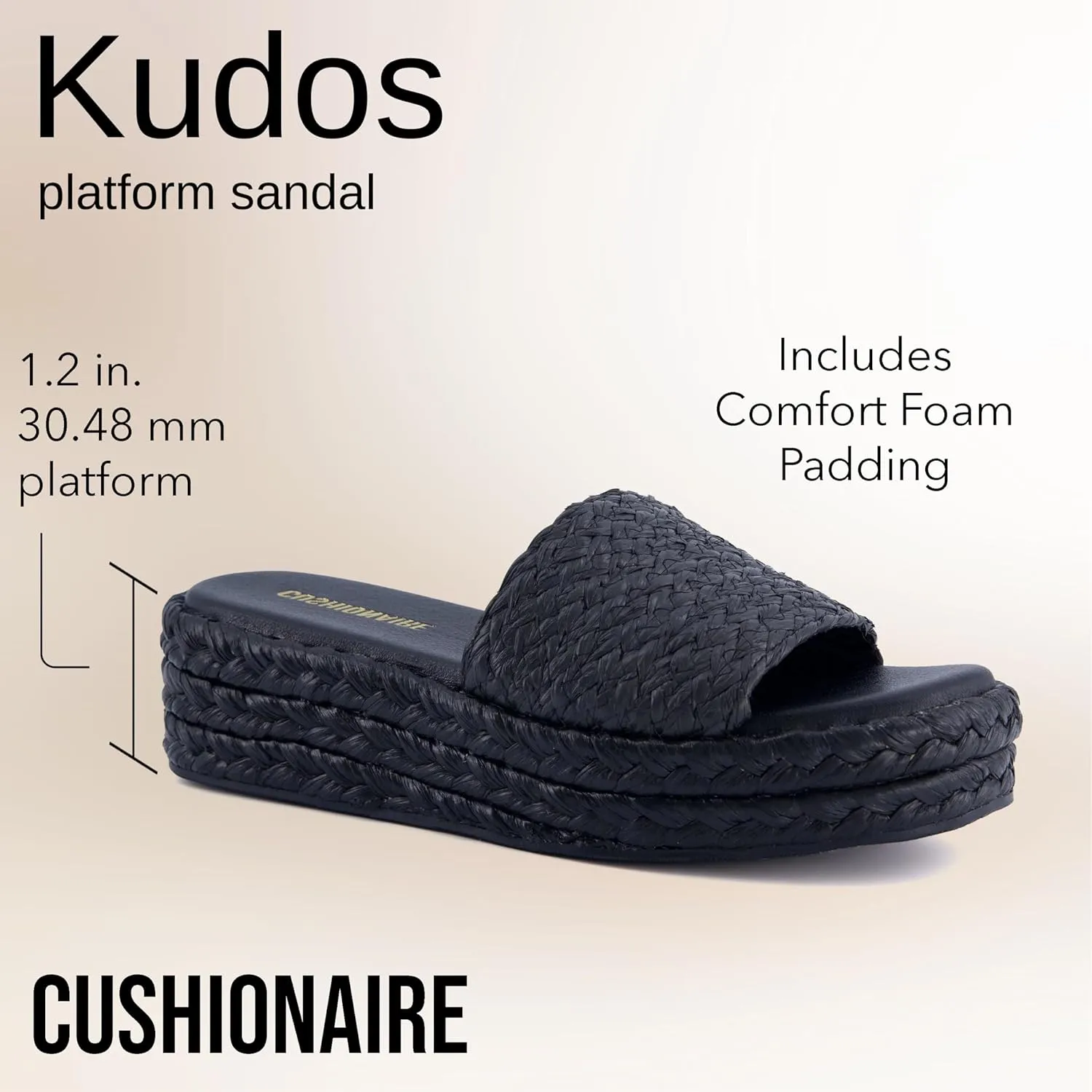CUSHIONAIRE KUDOS Womens Platform Sandals  Wedge Sandals for Women, Comfortable Slip-On Shoes, Dressy Summer Sandals with Cushioned Footbed