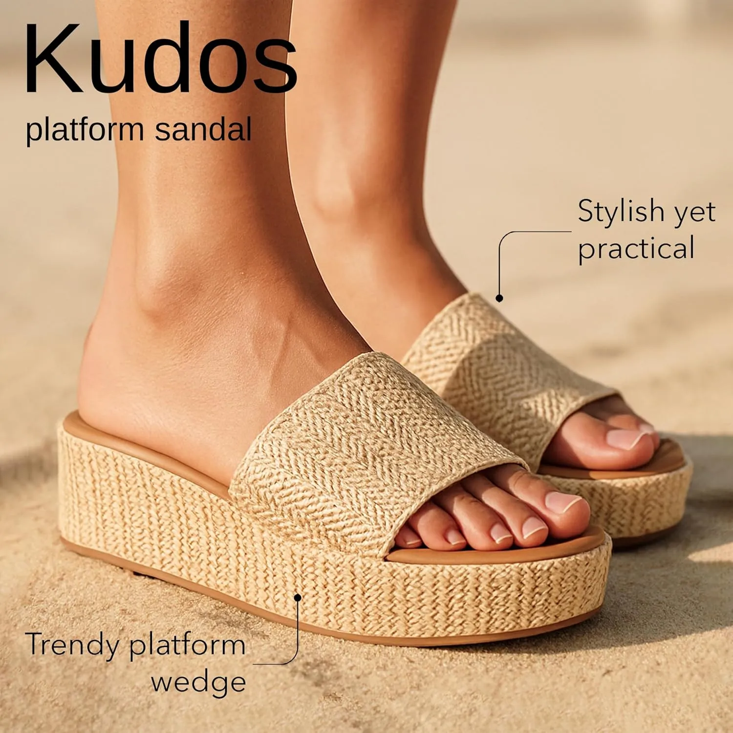CUSHIONAIRE KUDOS Womens Platform Sandals  Wedge Sandals for Women, Comfortable Slip-On Shoes, Dressy Summer Sandals with Cushioned Footbed