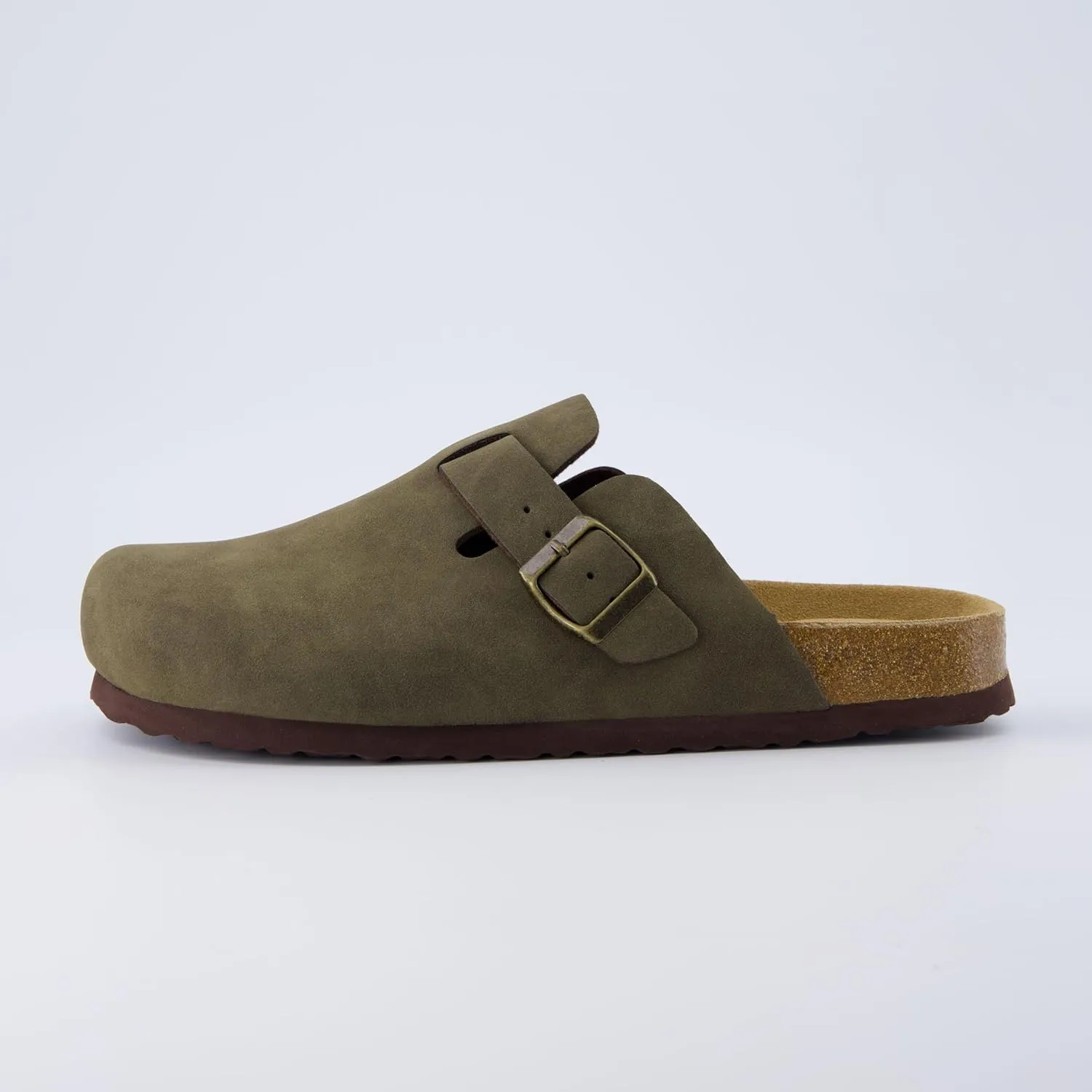CUSHIONAIRE Men's Haze Genuine Suede Faux Fur Cork Footbed Clog with  Comfort