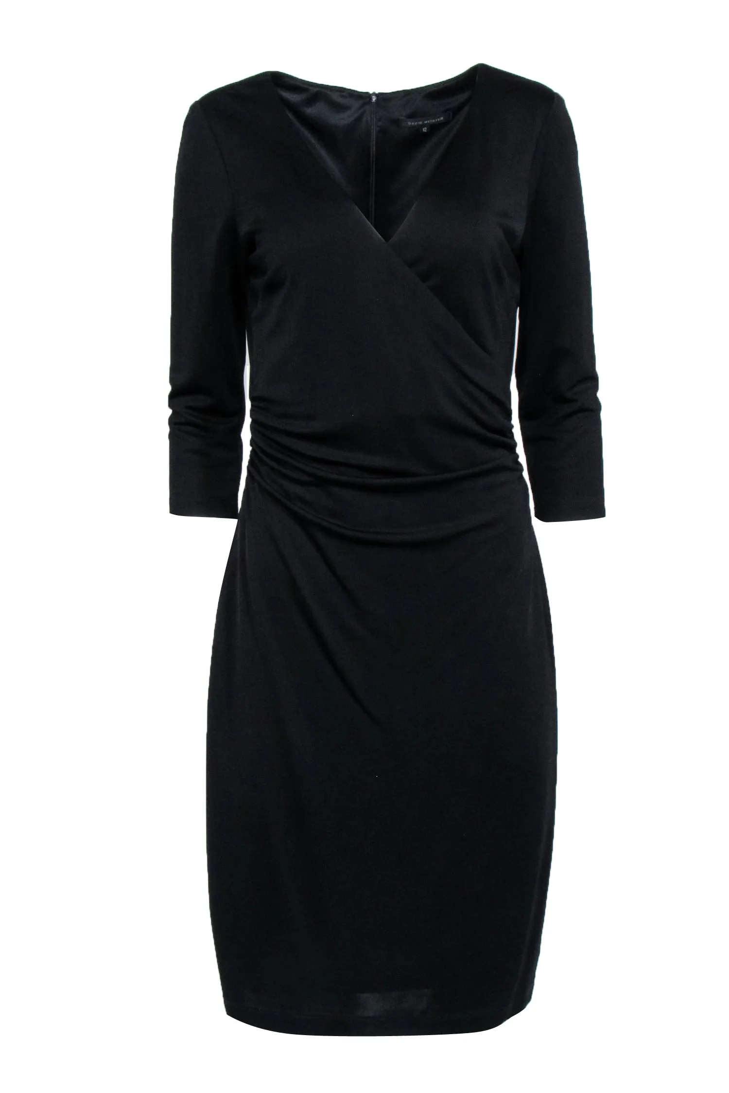 David Meister - Black Surplice Long Sleeve Dress Sz 12