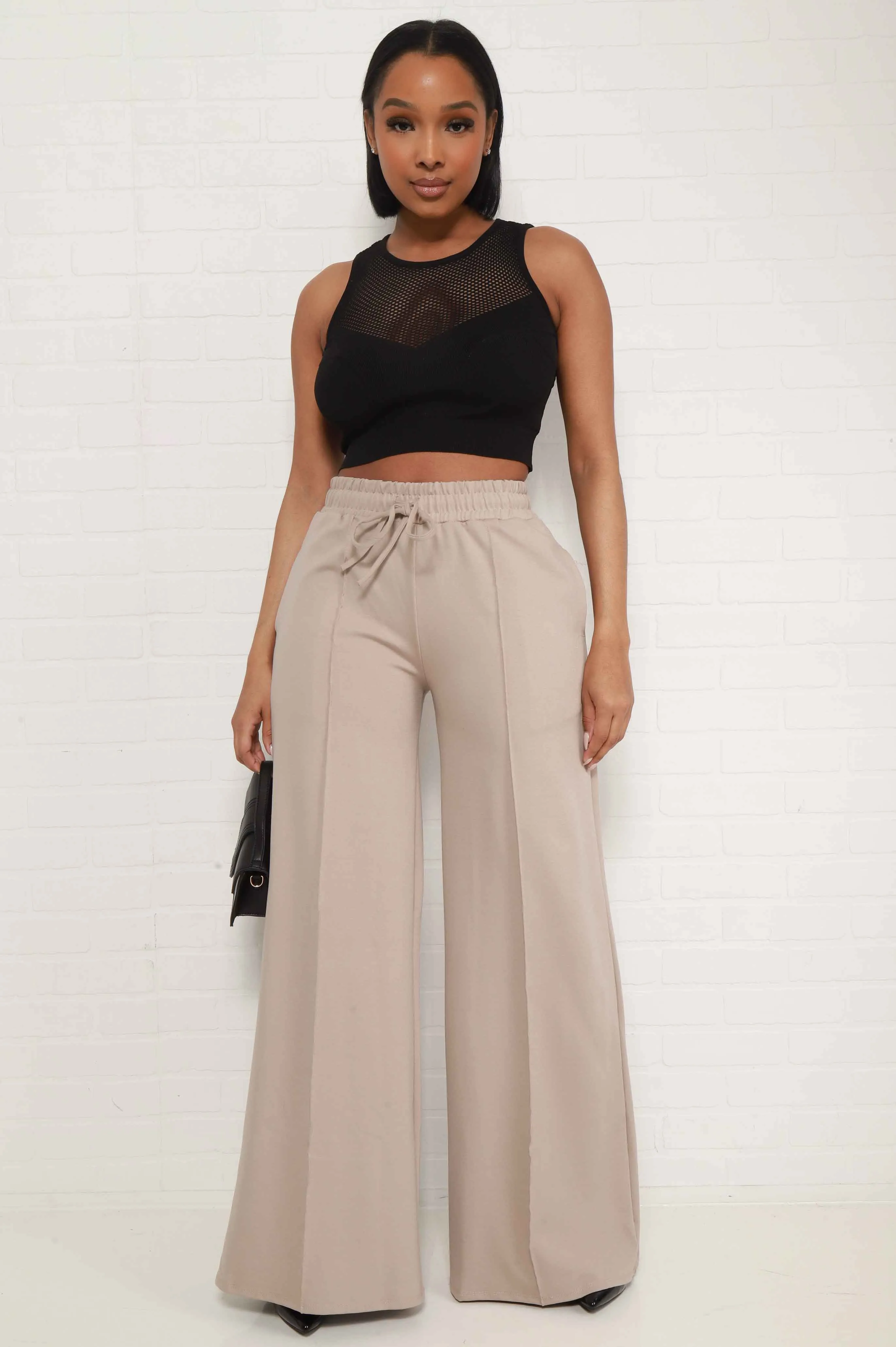 Day Off Wide Flare Pants - Nude