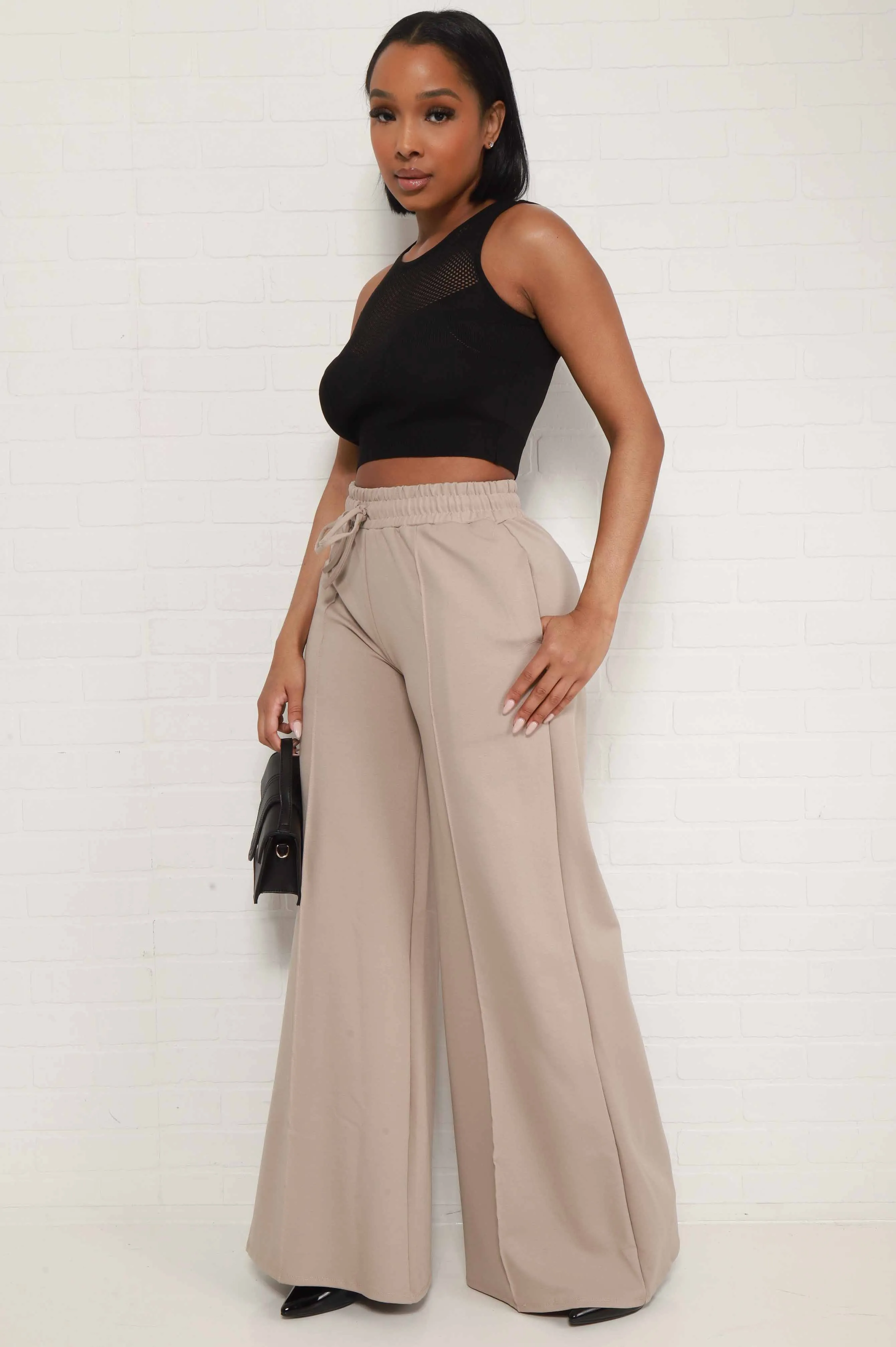 Day Off Wide Flare Pants - Nude