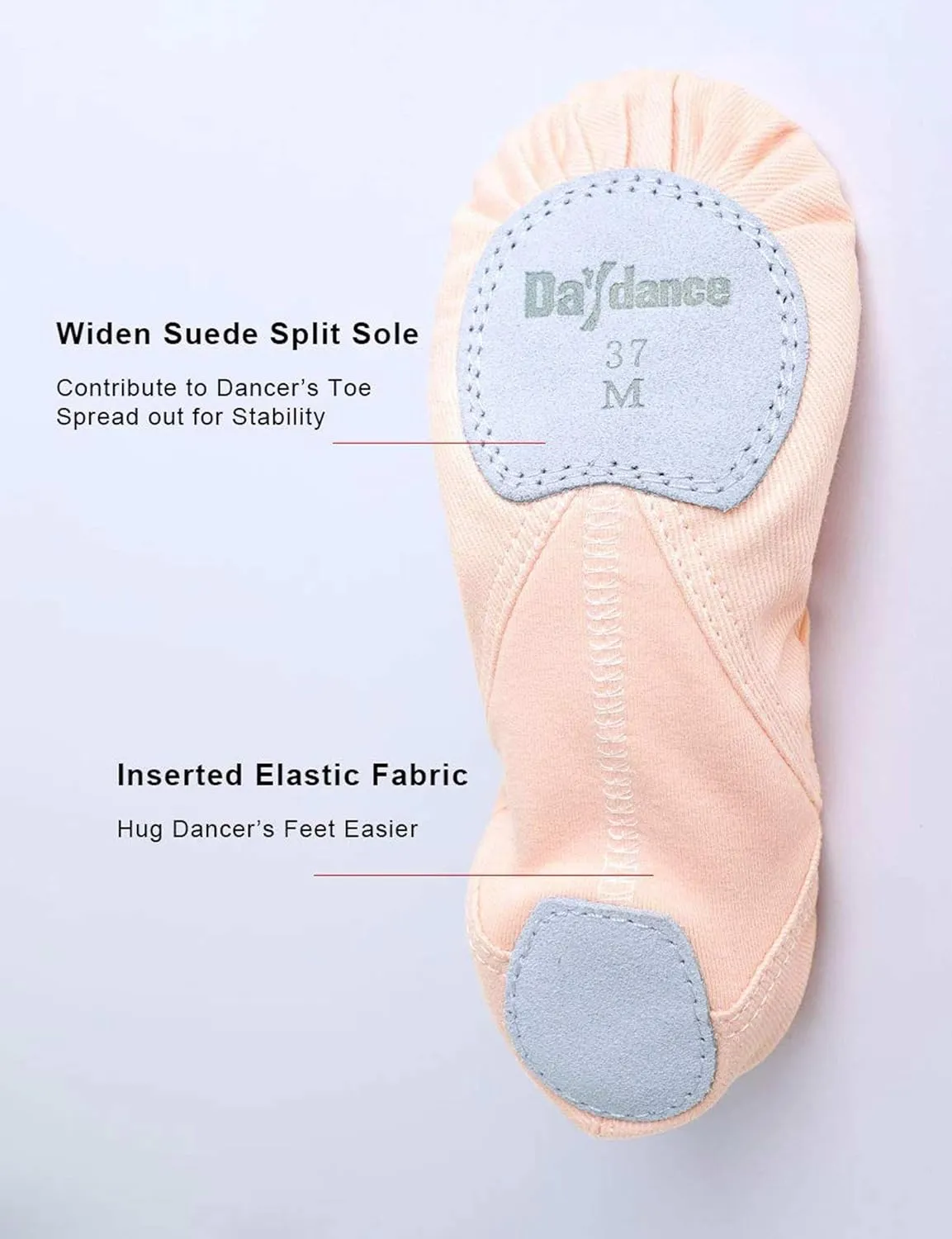 Daydance Teens Women Elastic Canvas Ballet Shoes Soft Split Sole Dance Slippers for Gymnastics, Yoga