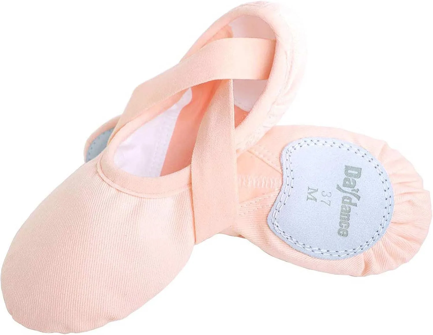 Daydance Teens Women Elastic Canvas Ballet Shoes Soft Split Sole Dance Slippers for Gymnastics, Yoga