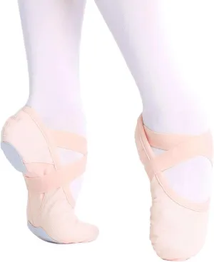 Daydance Teens Women Elastic Canvas Ballet Shoes Soft Split Sole Dance Slippers for Gymnastics, Yoga