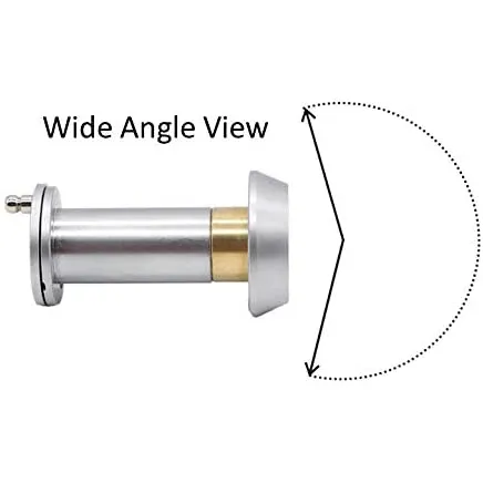 Door Viewer 200 Degree Glass Lens - 14mm Dia. - 35-55mm Doors - Polished Brass