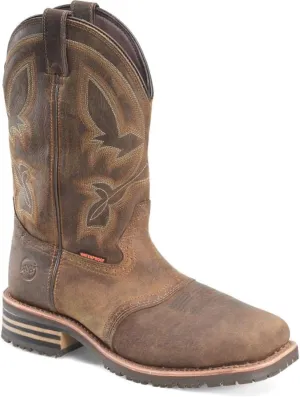 DOUBLE-H 11" Jeyden Waterproof Composite Toe Work Boots for Men - Wide Square Toe, with Oil- and Slip-Resistant I.C.E. Outsole, EH-Rated, Brown - 9 D
