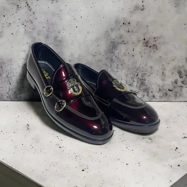 Double Monk Billionaire Maroon Loafers