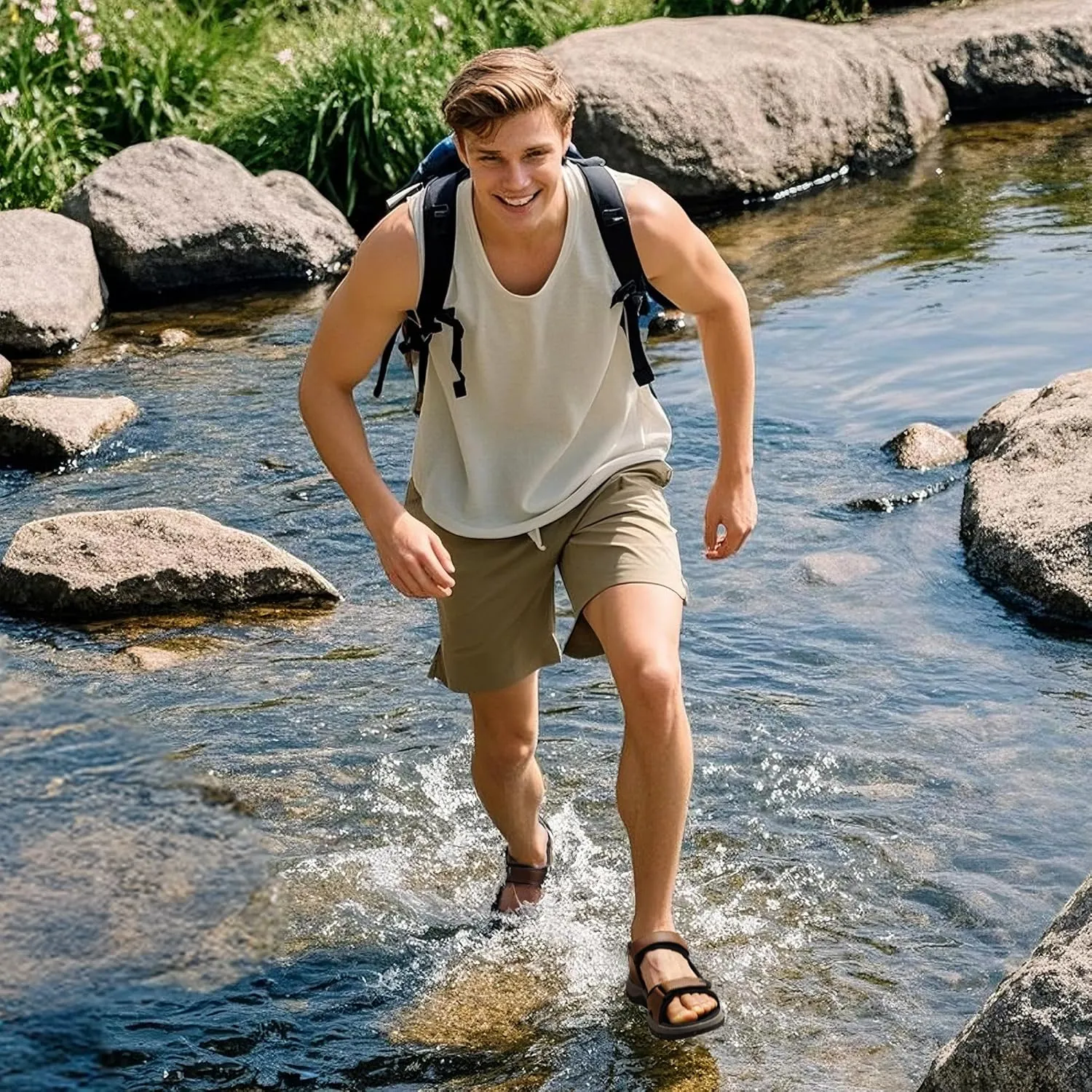 DREAM PAIRS Mens Arch Support Hiking Sandals Sport Outdoor Athletic Comfortable Summer Beach Water Sandals
