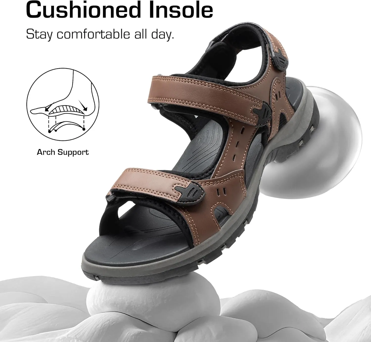 DREAM PAIRS Mens Arch Support Hiking Sandals Sport Outdoor Athletic Comfortable Summer Beach Water Sandals