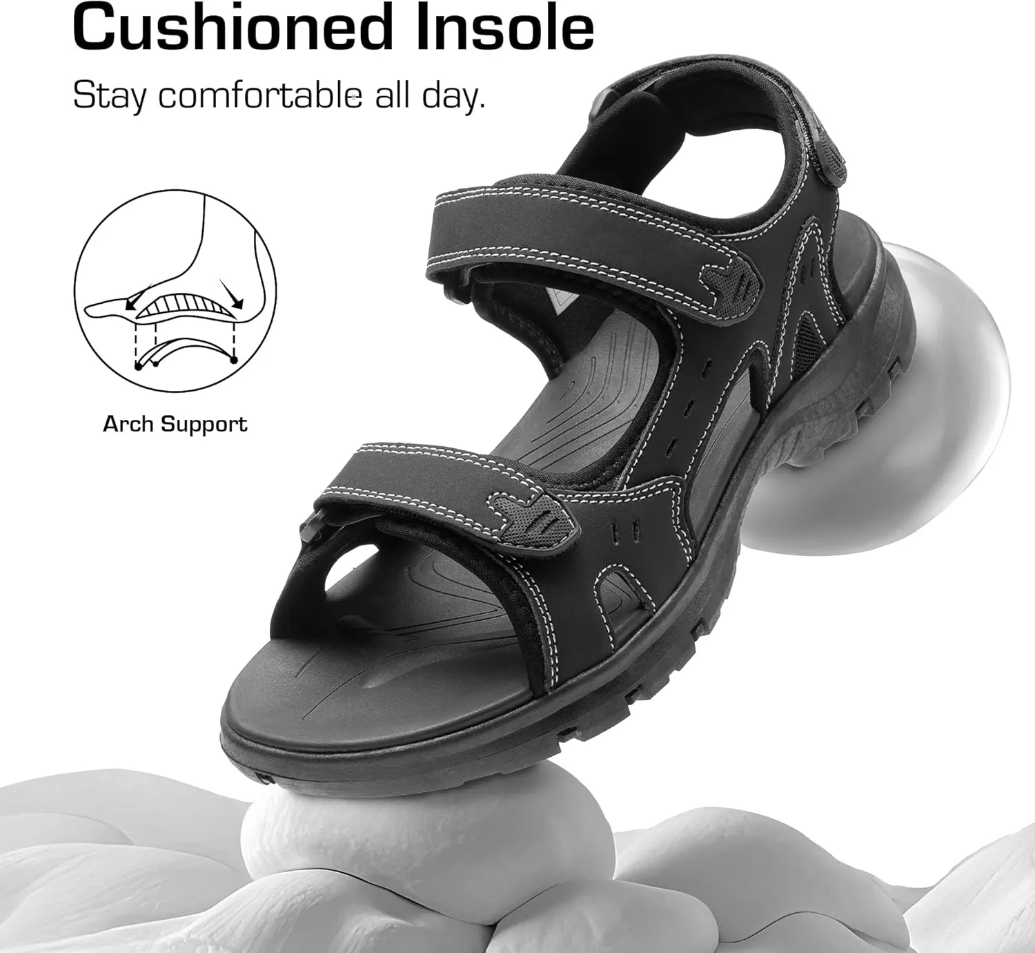 DREAM PAIRS Mens Arch Support Hiking Sandals Sport Outdoor Athletic Comfortable Summer Beach Water Sandals