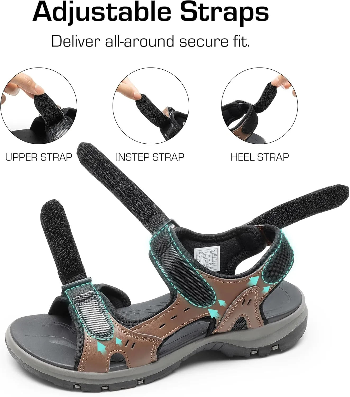 DREAM PAIRS Mens Arch Support Hiking Sandals Sport Outdoor Athletic Comfortable Summer Beach Water Sandals