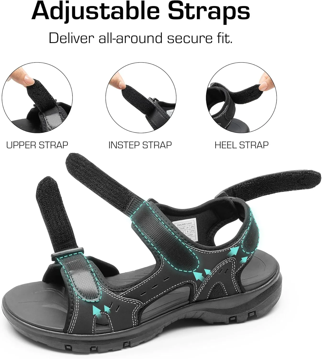 DREAM PAIRS Mens Arch Support Hiking Sandals Sport Outdoor Athletic Comfortable Summer Beach Water Sandals