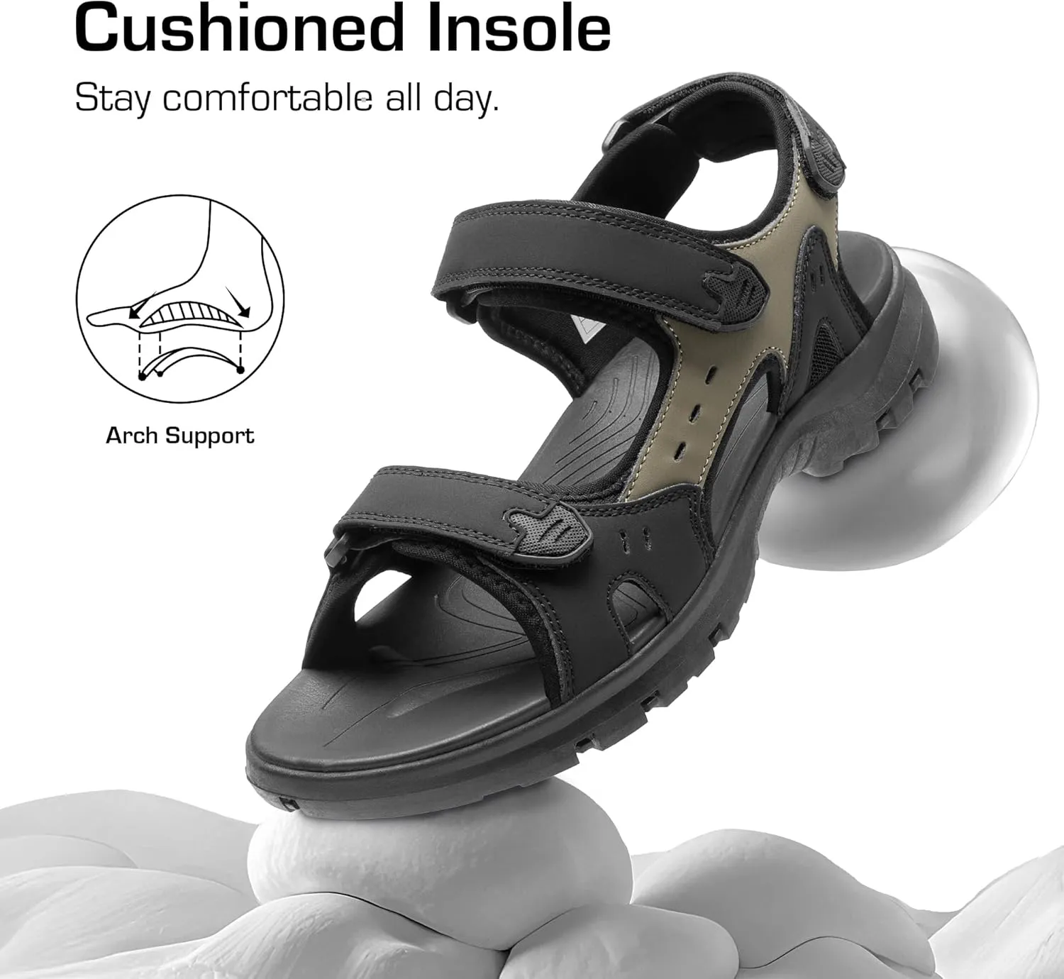 DREAM PAIRS Mens Arch Support Hiking Sandals Sport Outdoor Athletic Comfortable Summer Beach Water Sandals