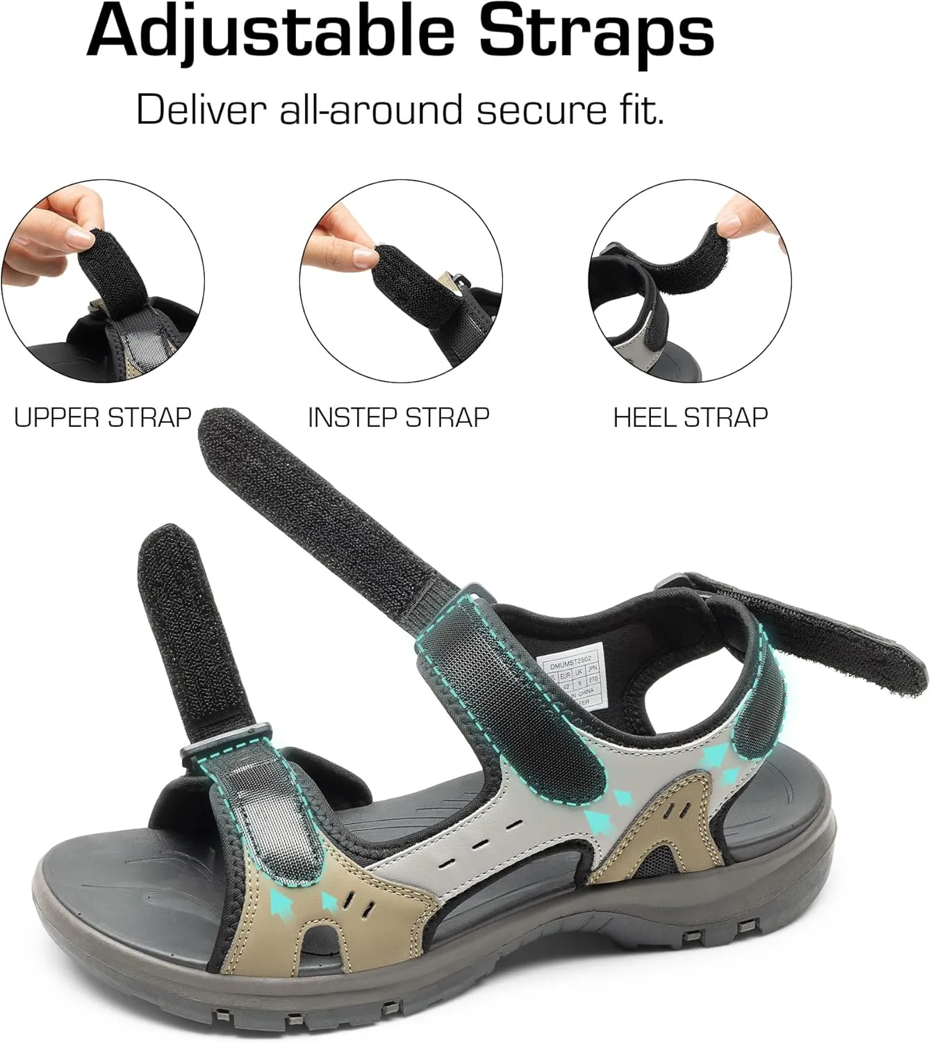DREAM PAIRS Mens Arch Support Hiking Sandals Sport Outdoor Athletic Comfortable Summer Beach Water Sandals