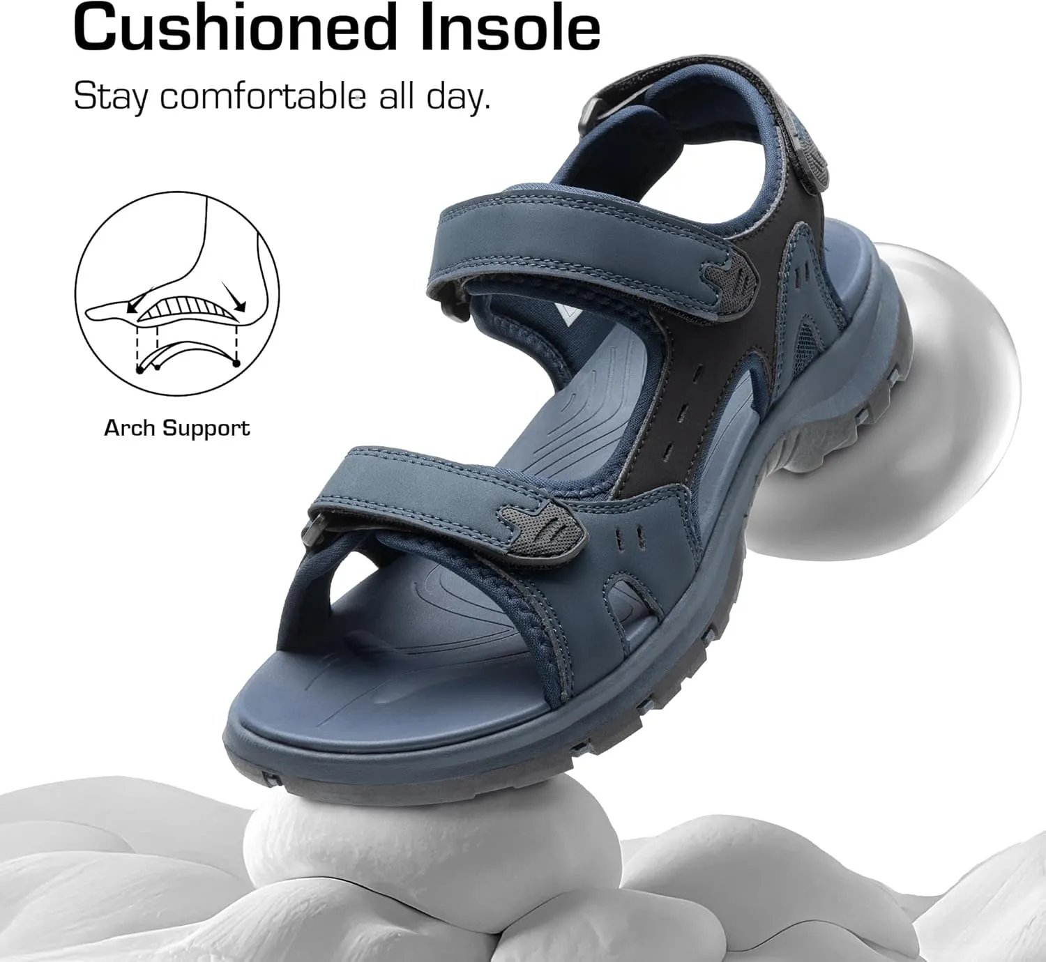 DREAM PAIRS Mens Arch Support Hiking Sandals Sport Outdoor Athletic Comfortable Summer Beach Water Sandals