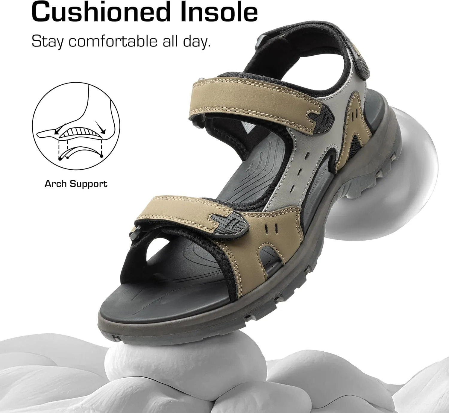 DREAM PAIRS Mens Arch Support Hiking Sandals Sport Outdoor Athletic Comfortable Summer Beach Water Sandals