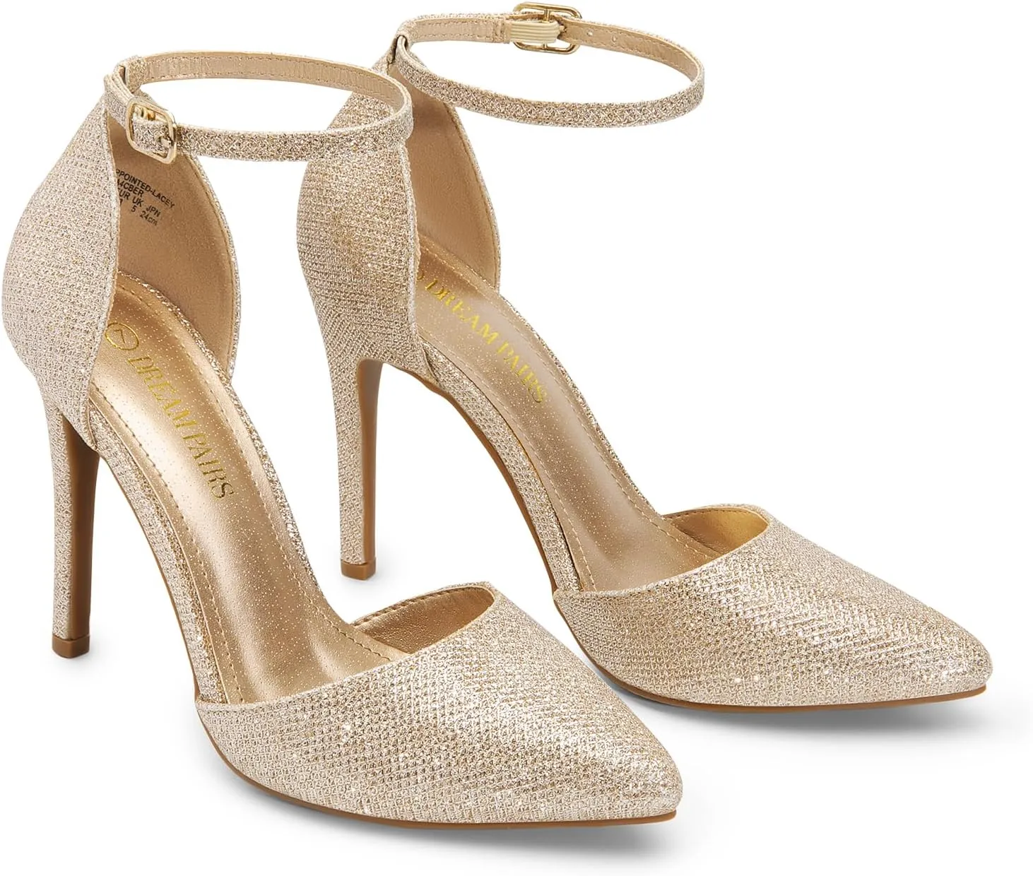 DREAM PAIRS Women's Oppointed-Lacey Pointed Toe Ankle Strap High Heel Stiletto Pumps Wedding Dress Shoes