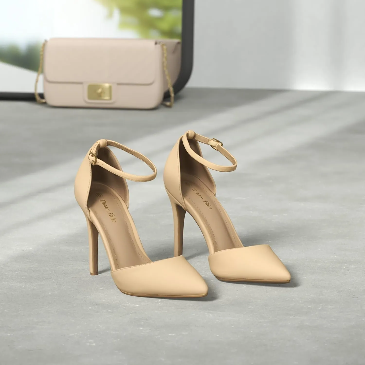 DREAM PAIRS Women's Oppointed-Lacey Pointed Toe Ankle Strap High Heel Stiletto Pumps Wedding Dress Shoes