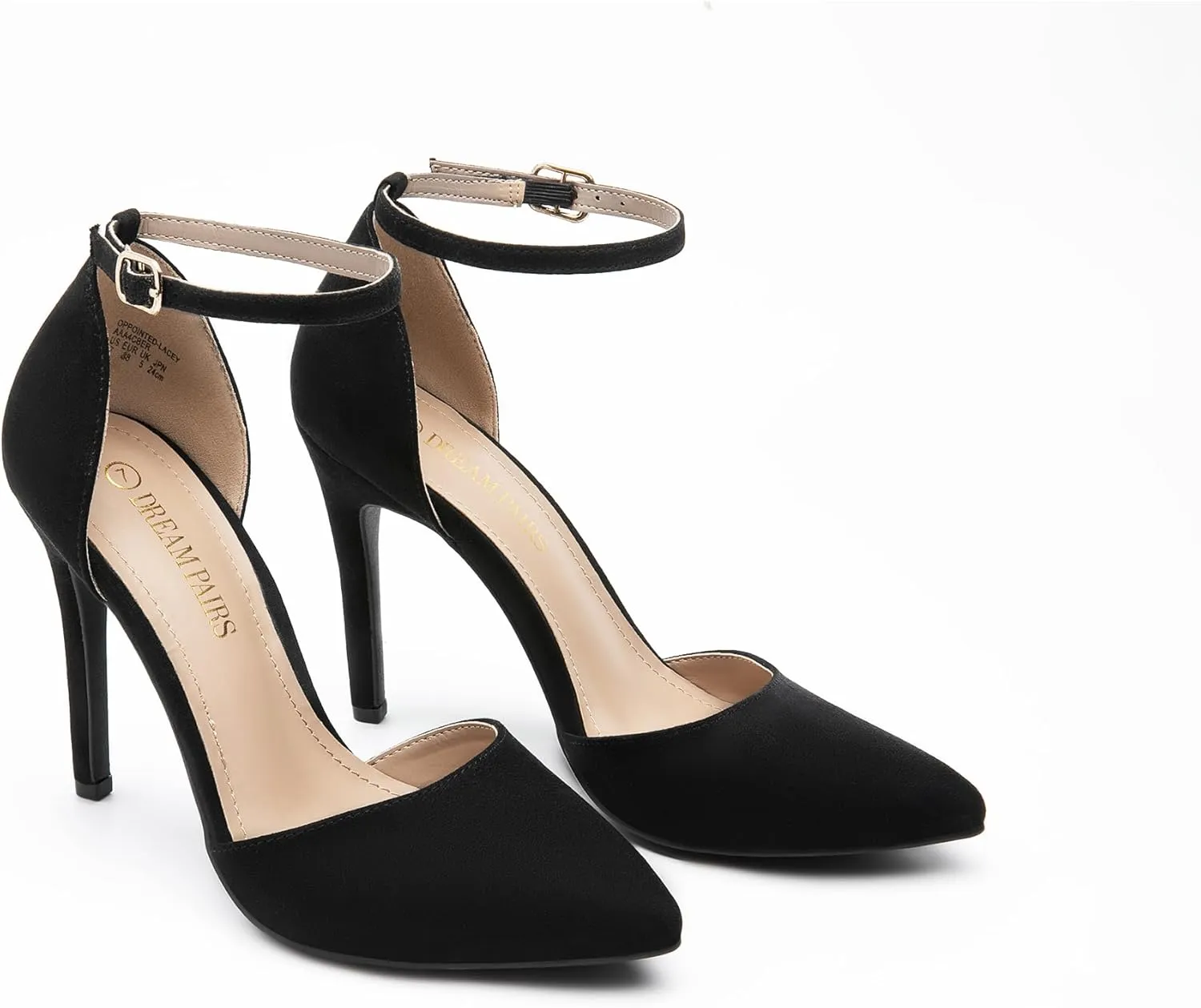 DREAM PAIRS Women's Oppointed-Lacey Pointed Toe Ankle Strap High Heel Stiletto Pumps Wedding Dress Shoes