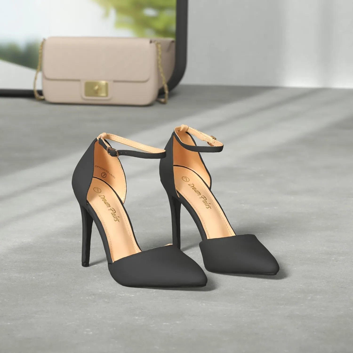 DREAM PAIRS Women's Oppointed-Lacey Pointed Toe Ankle Strap High Heel Stiletto Pumps Wedding Dress Shoes