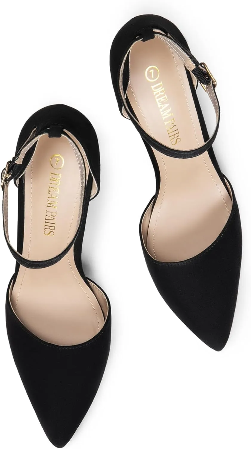 DREAM PAIRS Women's Oppointed-Lacey Pointed Toe Ankle Strap High Heel Stiletto Pumps Wedding Dress Shoes