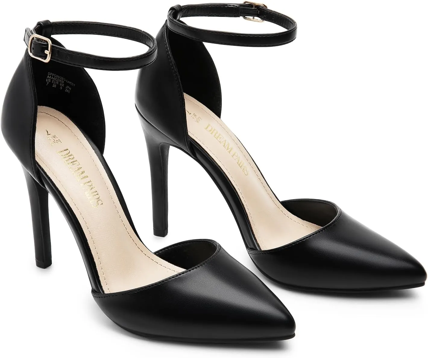 DREAM PAIRS Women's Oppointed-Lacey Pointed Toe Ankle Strap High Heel Stiletto Pumps Wedding Dress Shoes