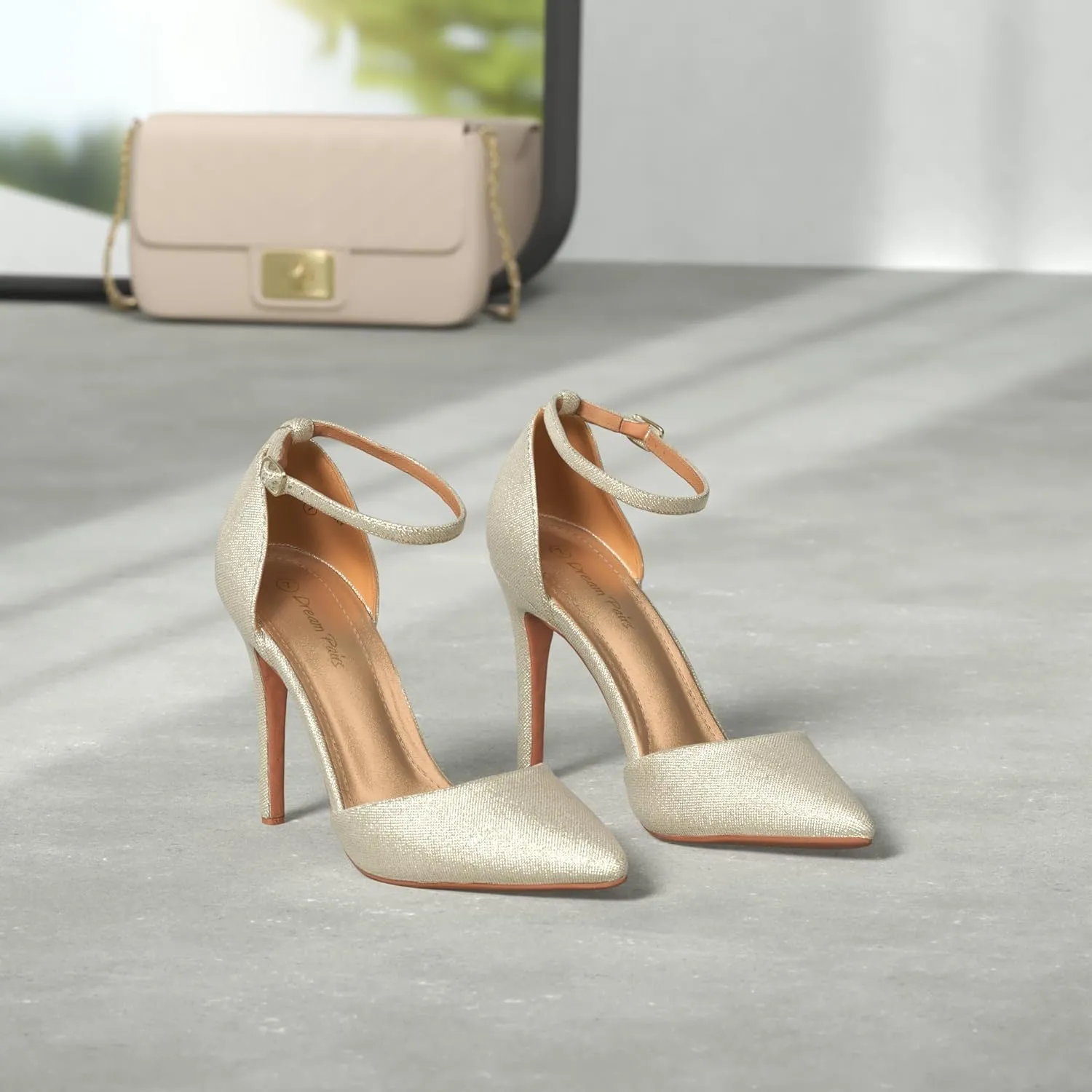 DREAM PAIRS Women's Oppointed-Lacey Pointed Toe Ankle Strap High Heel Stiletto Pumps Wedding Dress Shoes