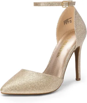 DREAM PAIRS Women's Oppointed-Lacey Pointed Toe Ankle Strap High Heel Stiletto Pumps Wedding Dress Shoes