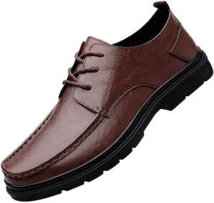 Dress Oxford Formal Shoes for Men's Lace Up Wedding Brogue Synthetic Leather Block Heel Tuxedo