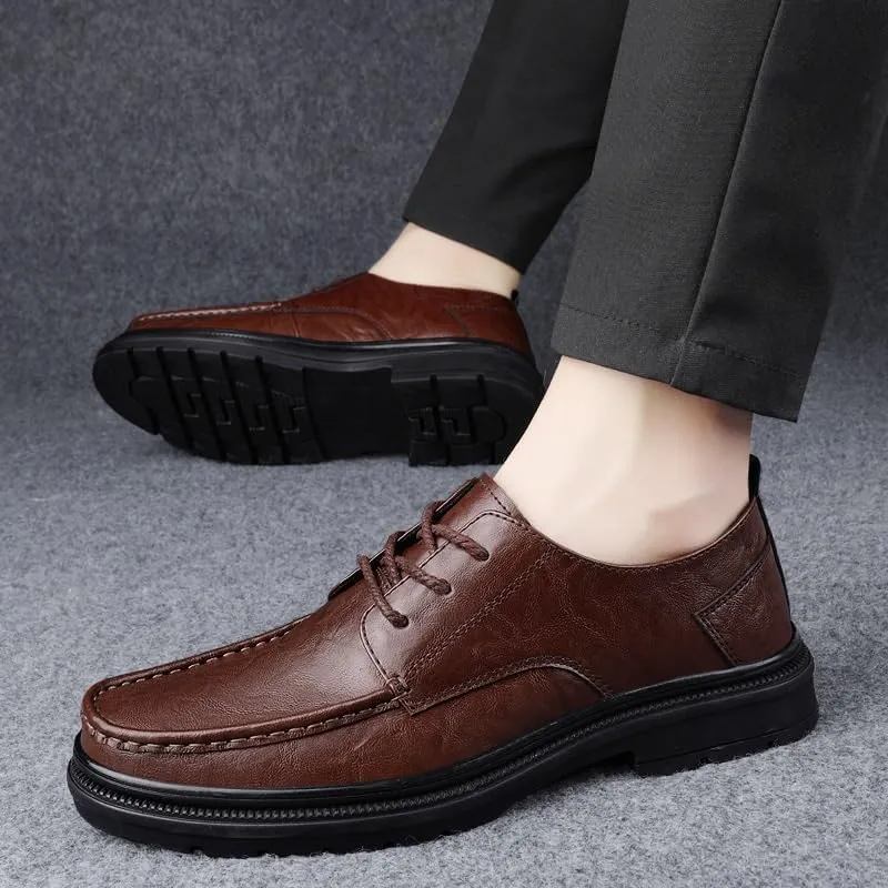 Dress Oxford Formal Shoes for Men's Lace Up Wedding Brogue Synthetic Leather Block Heel Tuxedo
