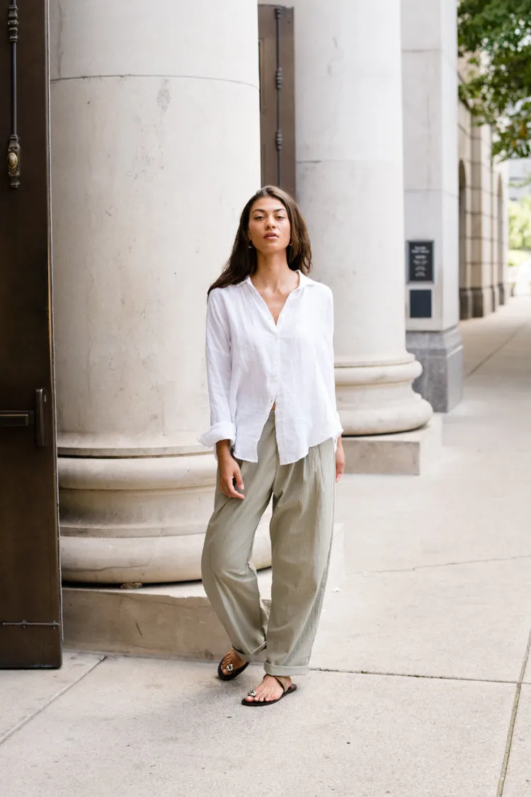 Easy Fit Trouser - Organic Cotton Broadcloth - Eucalyptus