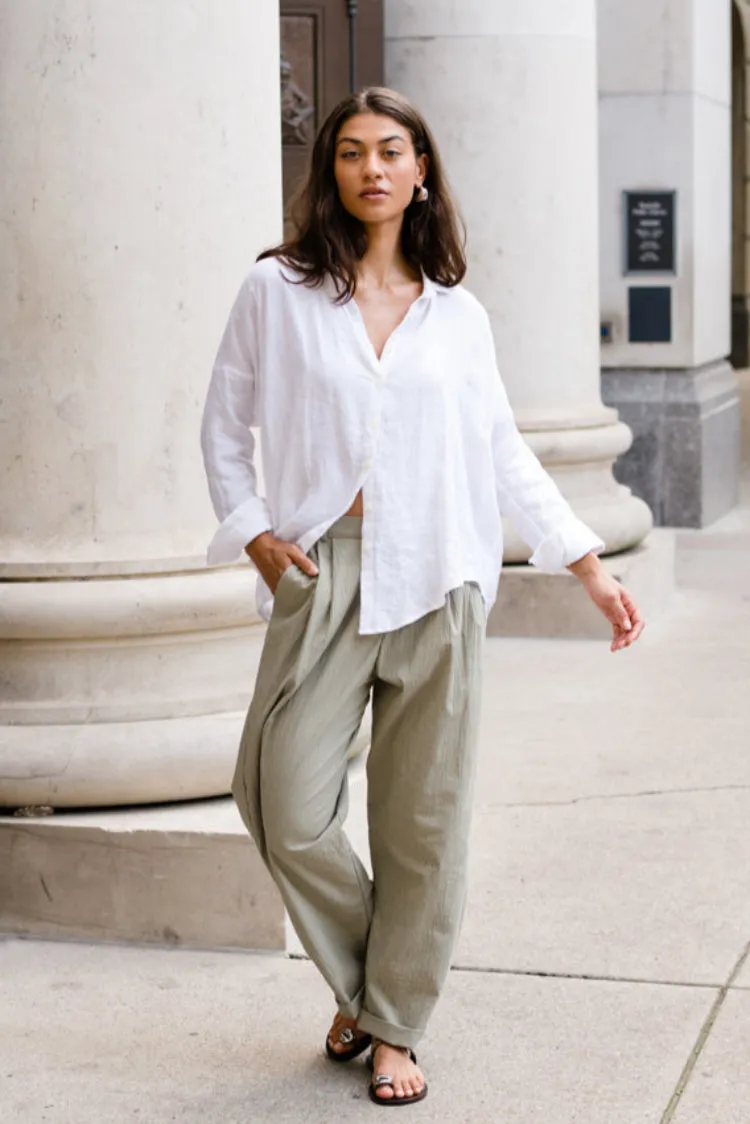 Easy Fit Trouser - Organic Cotton Broadcloth - Eucalyptus