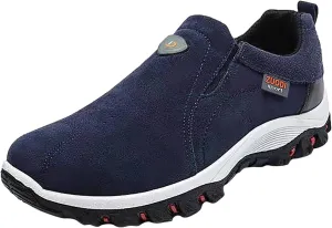 EFTCAL Men's Suedette Slip On Gomehut Sneakers with Good Arch Support,Breathable Anti-Slip Orthopedic Activity Walking Shoes,Extended Width Foot and Heel Comfortable Breathable Sneakers