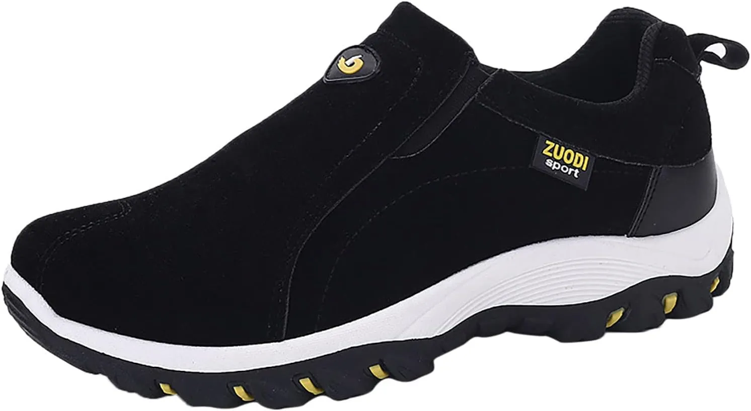 EFTCAL Men's Suedette Slip On Gomehut Sneakers with Good Arch Support,Breathable Anti-Slip Orthopedic Activity Walking Shoes,Extended Width Foot and Heel Comfortable Breathable Sneakers