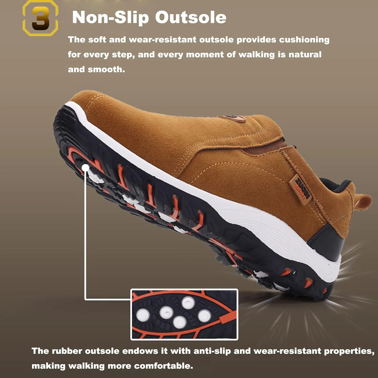 EFTCAL Men's Suedette Slip On Gomehut Sneakers with Good Arch Support,Breathable Anti-Slip Orthopedic Activity Walking Shoes,Extended Width Foot and Heel Comfortable Breathable Sneakers