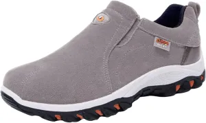 EFTCAL Men's Suedette Slip On Gomehut Sneakers with Good Arch Support,Breathable Anti-Slip Orthopedic Activity Walking Shoes,Extended Width Foot and Heel Comfortable Breathable Sneakers