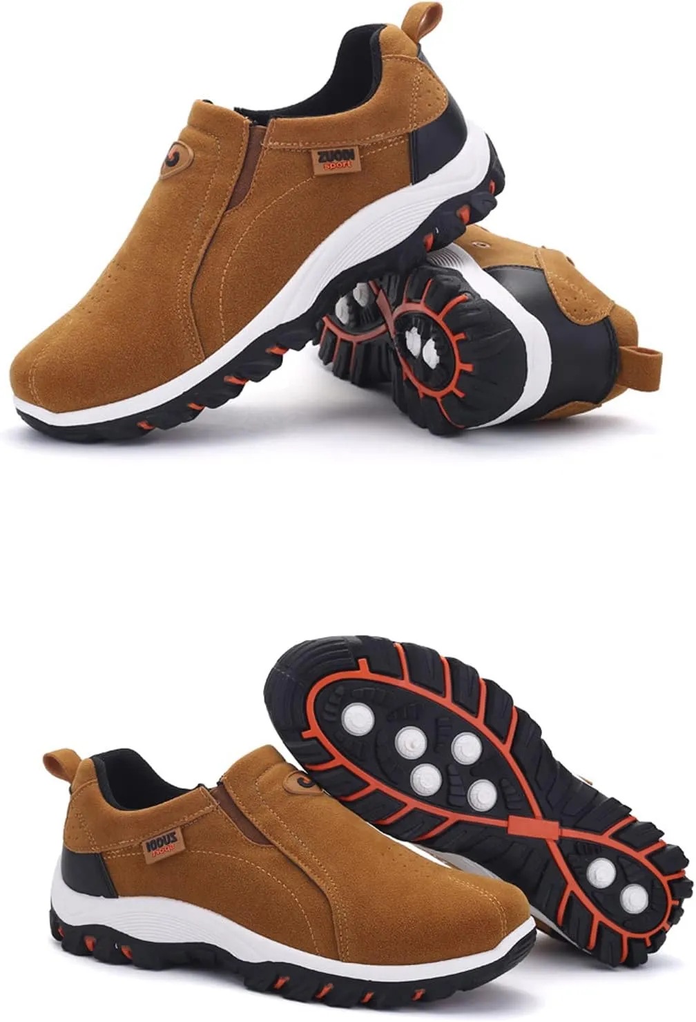EFTCAL Men's Suedette Slip On Gomehut Sneakers with Good Arch Support,Breathable Anti-Slip Orthopedic Activity Walking Shoes,Extended Width Foot and Heel Comfortable Breathable Sneakers
