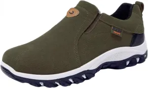 EFTCAL Men's Suedette Slip On Gomehut Sneakers with Good Arch Support,Breathable Anti-Slip Orthopedic Activity Walking Shoes,Extended Width Foot and Heel Comfortable Breathable Sneakers