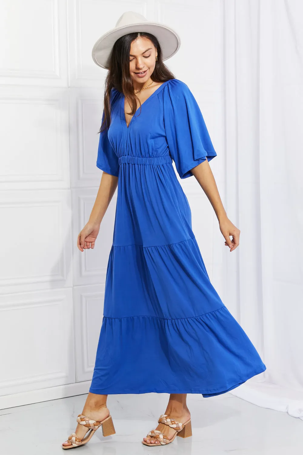 Electric Blue Backless Maxi Dress