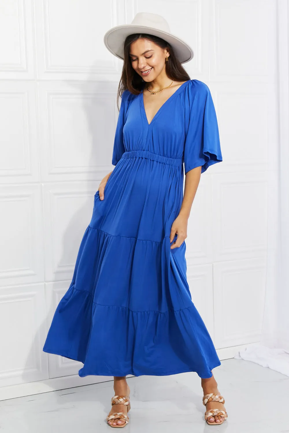 Electric Blue Backless Maxi Dress