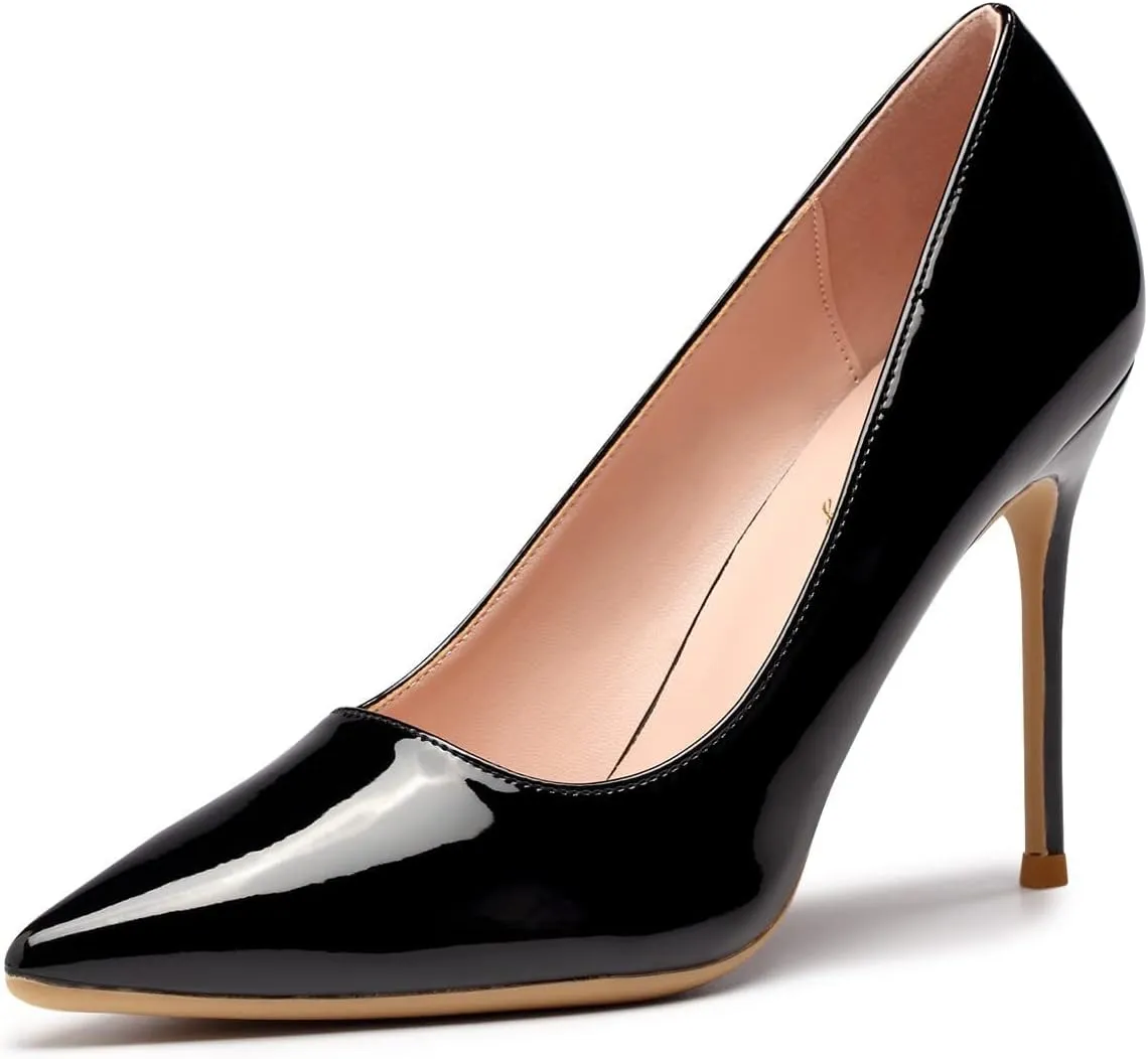 Elisabet Tang High Heels, Womens Pointed Toe Slip on Stilettos Party Wedding Pumps Basic Shoes