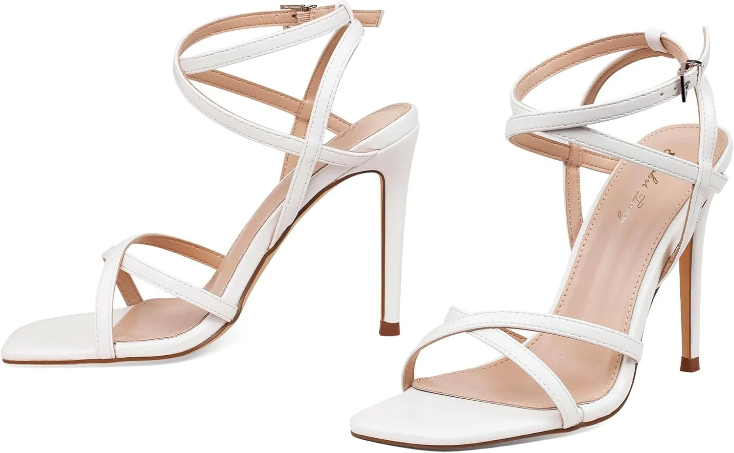 Elisabet Tang Women's Open Toe Heeled Sandals Square Toe Shoes Stiletto Heels Stiletto Heels Dress Shoes For Women Strappy Sandals