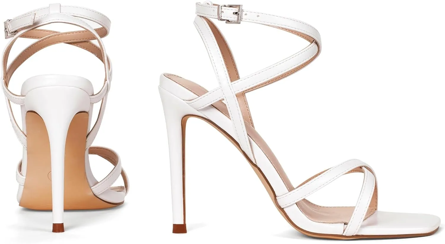 Elisabet Tang Women's Open Toe Heeled Sandals Square Toe Shoes Stiletto Heels Stiletto Heels Dress Shoes For Women Strappy Sandals