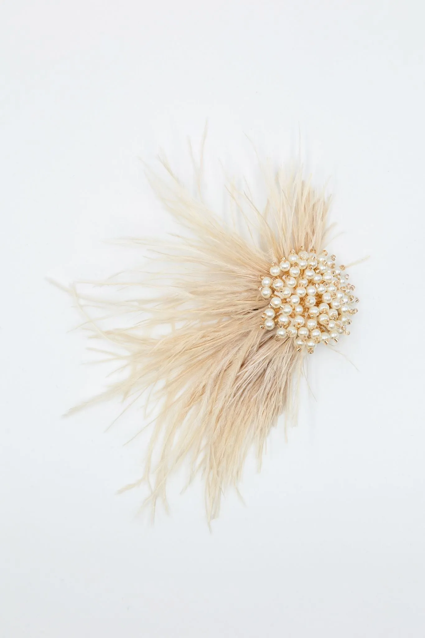 Ethereal Plumage: Beige Feathered Shoe Clip